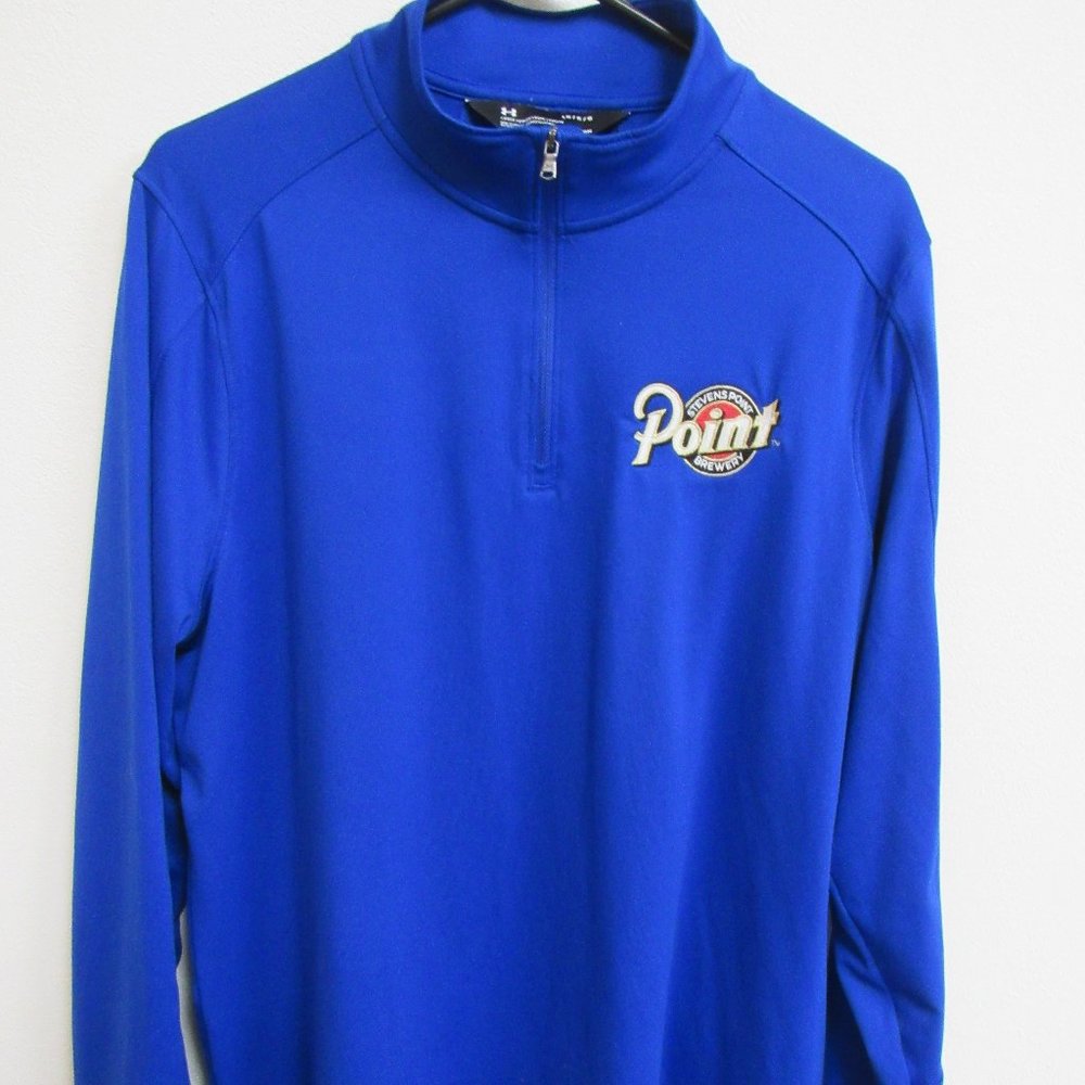 Under Armour HeatGear Blue Long Sleeve 1/4 Zip Pullover Large Point Brewery